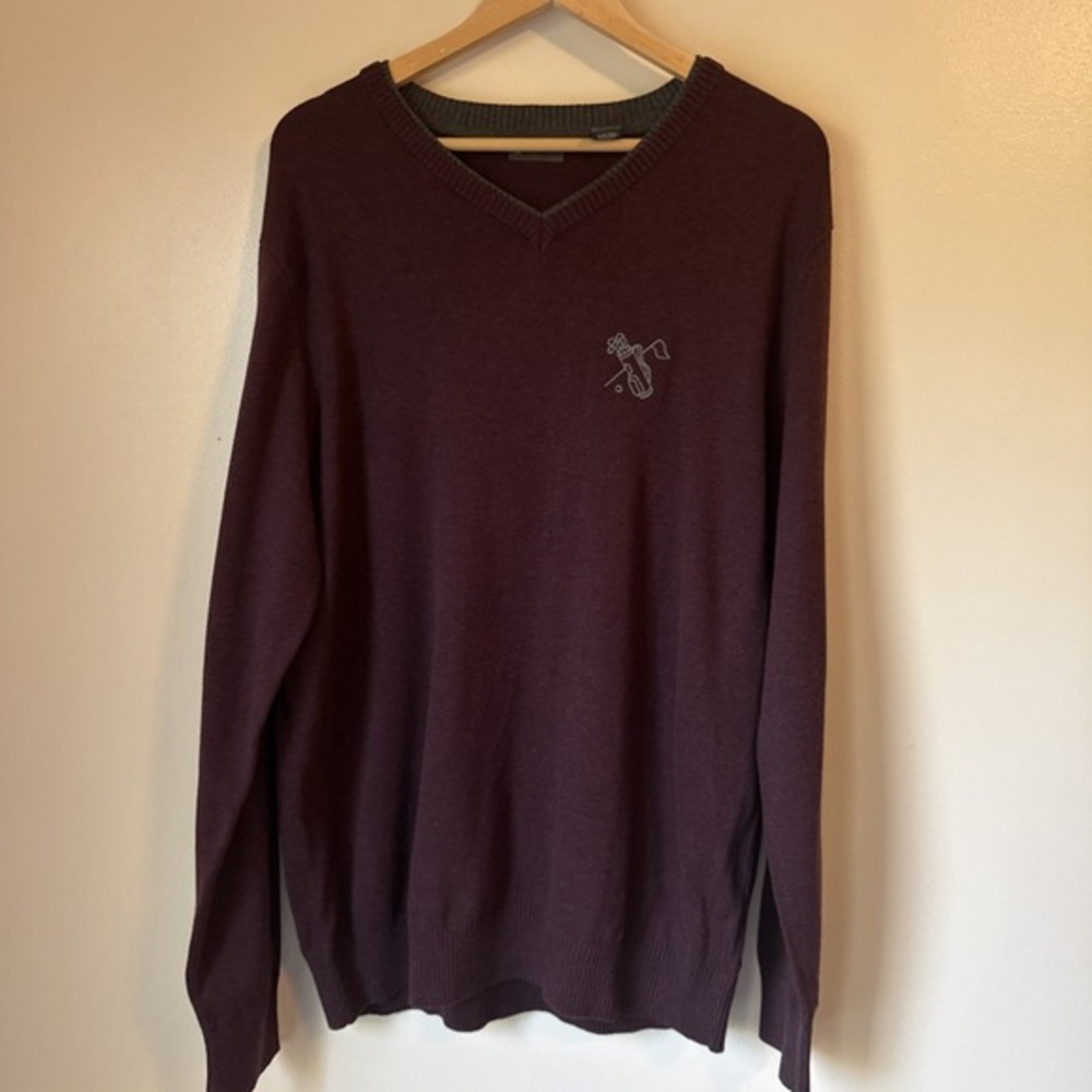 Vintage St Johns Bay Sweater Mens Size 2X Old Money V Neck Knit Golf Embroidered